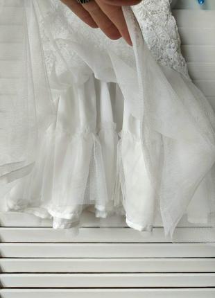 Нарядное белое кружевное фатиновое белое платье на девочку 6-9мес6 фото
