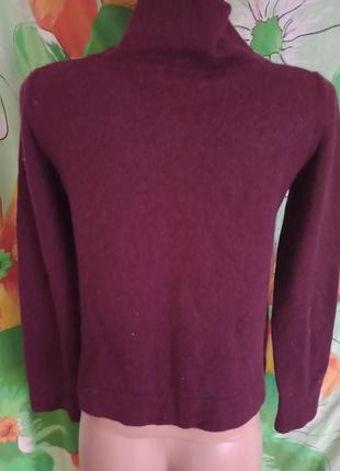 Вовняна шерсть + повітропроникна водолазка під горло светр кофта бордового кольору wool фірмова8 фото