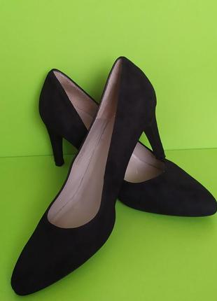 Замшевые чёрные туфли на шпильке, varese, 394 фото