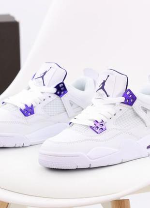 Женские кроссовки nike air jordan 4 retro white violet 37-39-41