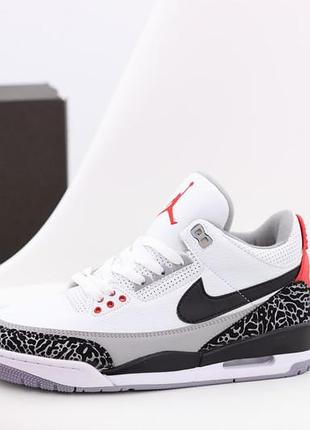 Мужские кроссовки nike air jordan 3 retro red black white 41-42-43-44-45