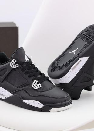 Мужские кроссовки nike air jordan 4 retro black white 41-42-43-44