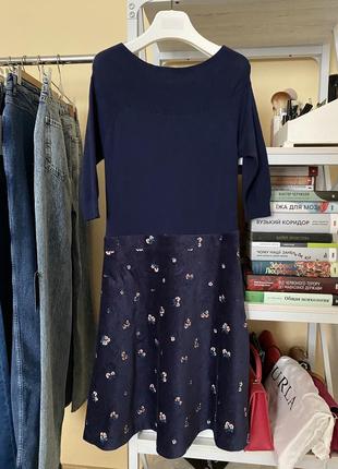 Платье платье осень в цветочек вельветовое трикотаж юбка клеш платье vero moda