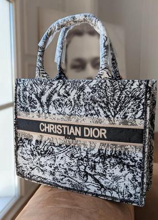 Чорно-біла жіноча велика сумка шоппер з ручками, текстильна молодіжна модна сумочка2 фото