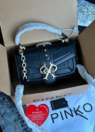 Женская сумка кожаная pinko double p mini evolution simply black