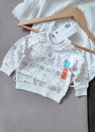 Primark. свитшот белый 3 6 9 12 18 24 36 мес 56 62 68 74 80 86 92 98 см белая кофточка свитер