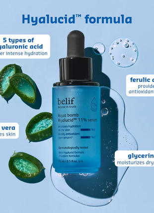 Увлажняющая сыворотка для лица belif aqua bomb hydrating hyalucid™ 11% serum3 фото