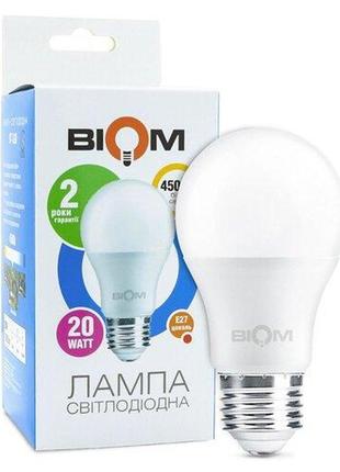 Світлодіодна лампа biom bt-520 a80 20w e27 4500к матова