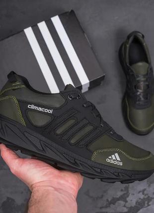 Кожаные мужские кроссовки adidas climacool olive-black4 фото