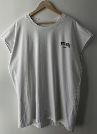 Reebok drop sleeve tank top майка футболка оверсайз вільна широка оригінал нова біла велика спорт зал ексклюзив світла легка