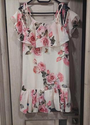 Шифоновое платье с розовым принтом от турецкого производителя2 фото