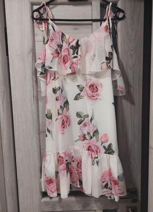 Шифоновое платье с розовым принтом от турецкого производителя3 фото