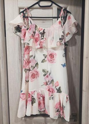 Шифоновое платье с розовым принтом от турецкого производителя5 фото