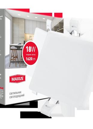 Светильник врезной maxus sp edge 18w, 4100к (квадрат)