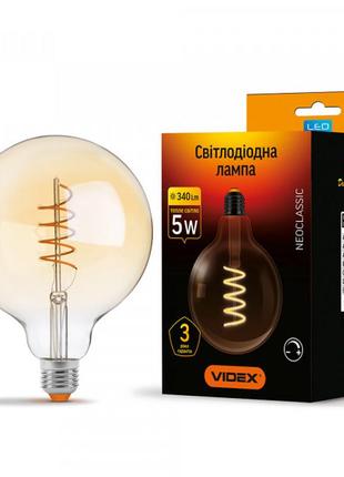 Led лампа videx filament g125fasd 5w e27 2200k димерная бронза