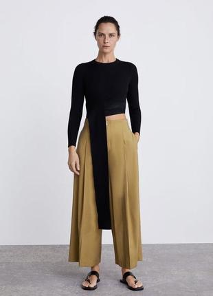 Широкие укороченные брюки zara