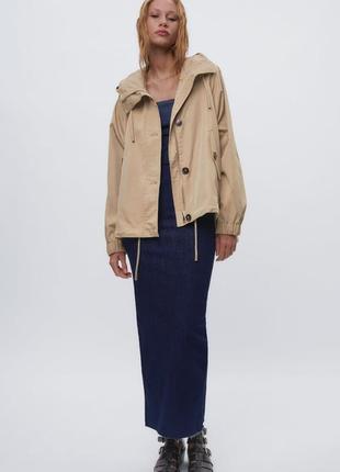 Куртка-парка женская бежевая коттоновая куртка zara new