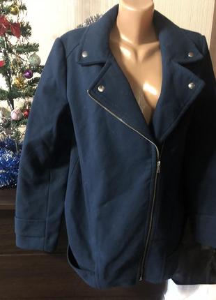 Пальто косуха на замке синее пальто трэнч