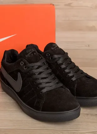 Мужские кожаные кроссовки nike black