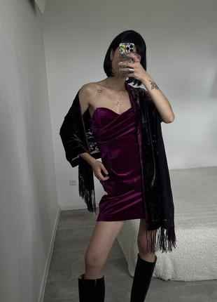 Роскошное бархатное винтажное мини платье5 фото