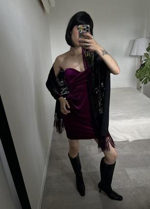 Роскошное бархатное винтажное мини платье4 фото