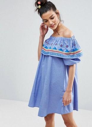 Оригінальне бавовняне плаття міні "asos" у клітинку. розмір uk6/eur34.