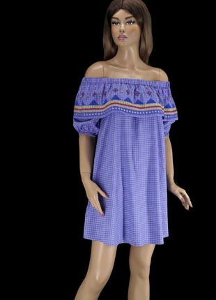 Оригинальное хлопковое платье мини "asos" в клеточку. размер uk6/eur34.9 фото