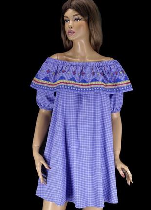 Оригінальне бавовняне плаття міні "asos" у клітинку. розмір uk6/eur34.5 фото