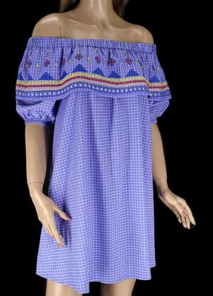 Оригинальное хлопковое платье мини "asos" в клеточку. размер uk6/eur34.7 фото