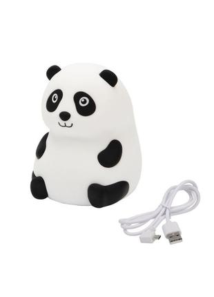 Ночник детский силиконовый led панда с открытыми глазами