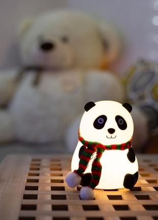 Нічник led панда дитячий силіконовий з відкритими очима2 фото