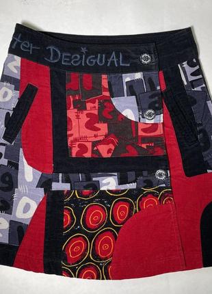 Интересная юбка patchwork desigual необычный психоделический принт ( custo barcelona, marithe francois girbaud, avangard, patchwork, miss sixty )