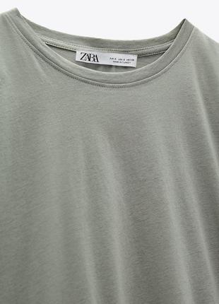 Базовая серо оливковая футболка zara m6 фото