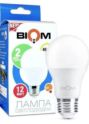 Светодиодная лампа груша biom bt-512 a60 12w e27 4500к матовая