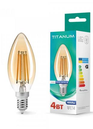 Led лампа titanum  filament c37 4w e14 2200k бронза