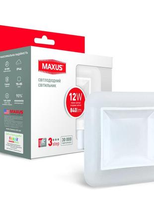 Розумний led світильник точковий врізний maxus 3-step 12w (змінні яскравість і тон) квадрат1 фото