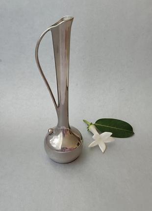 Винтажная посеребренная вазочка для цветка, япония6 фото