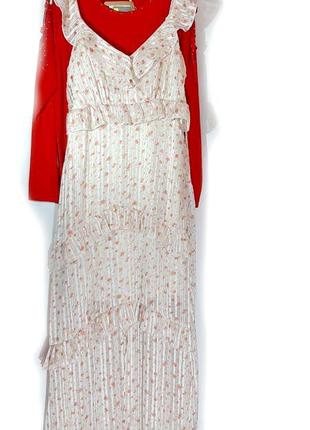 Платье длинное р 36-38 белое романтичное летнее с ниткой люрекса