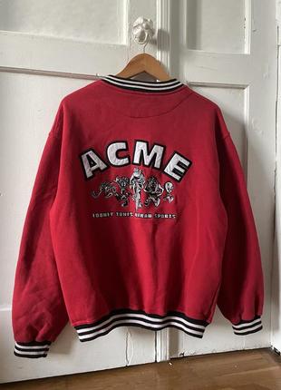 Винтажный бомбер худи acme clothing looney tunes 1995 warner bros с вышивкой на спине ( stussy, rare, coogi) bugs bunny