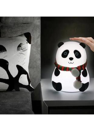 Ночник детский силиконовый led панда с открытыми глазами
