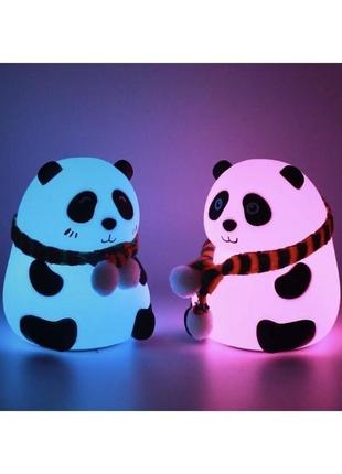 Ночник детский силиконовый led панда с открытыми глазами