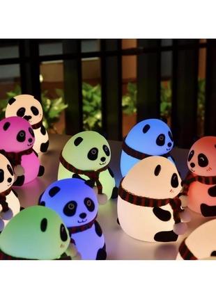 Ночник детский силиконовый led панда с открытыми глазами