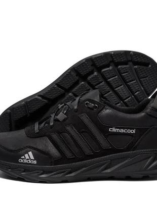 Кроссовки мужские кожаные adidas climacool black10 фото