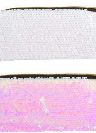 Пенал - косметичка з паєтками 5-130 "розовий перламутр" №1, 22*9 см1 фото