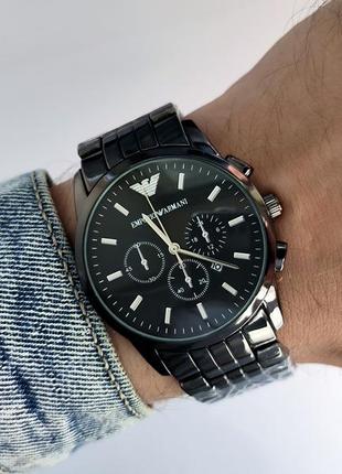 Стильные мужские часы черного цвета на металлическом браслете2 фото