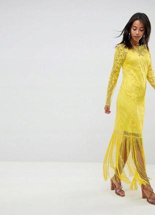 Эксклюзивное вышитое платье с бахромой4 фото