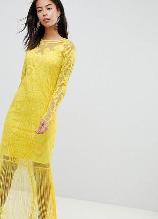 Эксклюзивное вышитое платье с бахромой5 фото