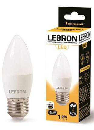 Led лампа lebron l-с37, 4w, е27, 4100k, 320lm, угол 220 °