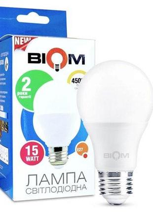 Светодиодная лампа груша biom bt-516 a60 15w e27 4500к матовая