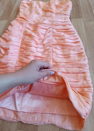 Персиковое платье бюстье3 фото